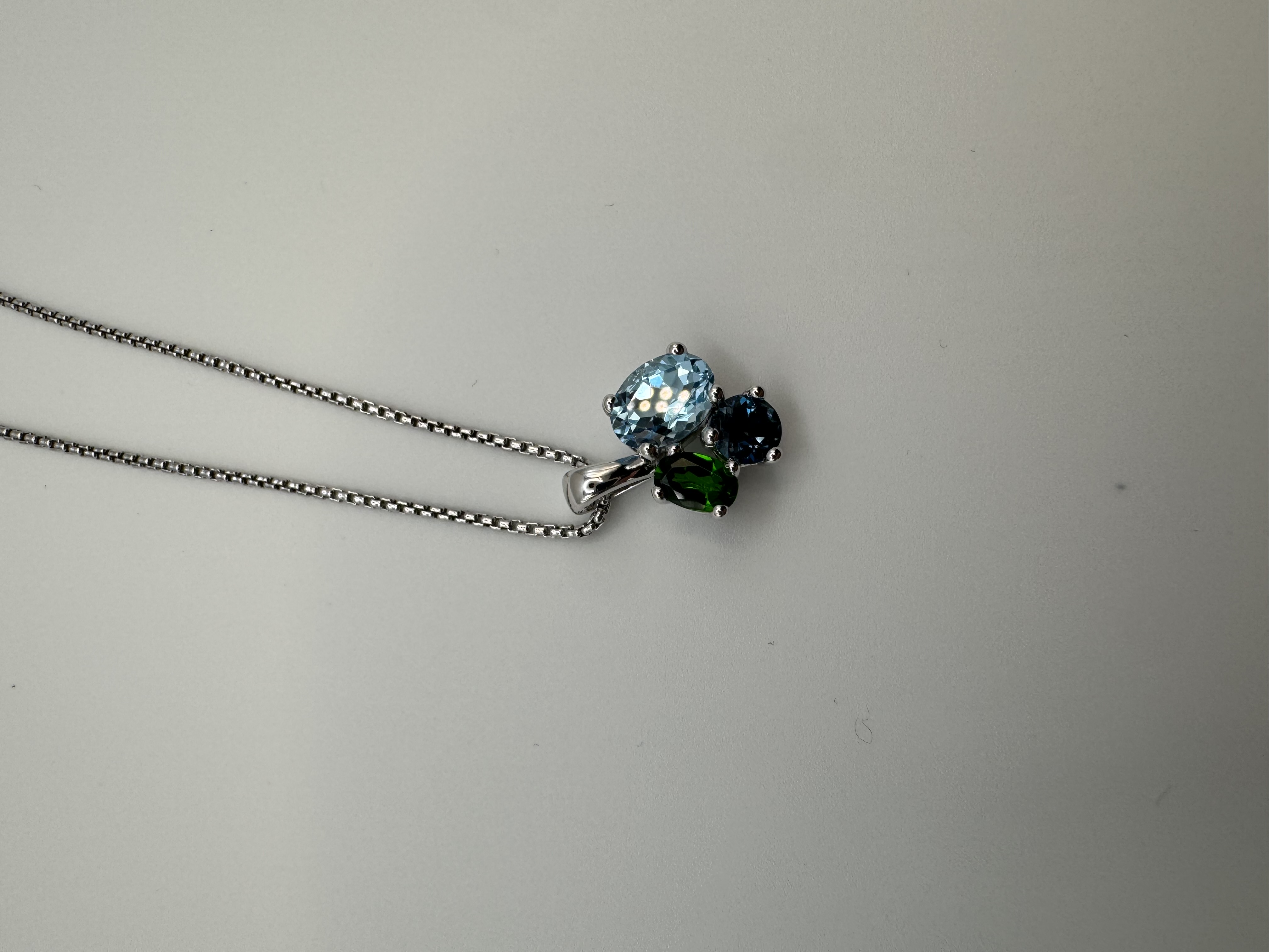 Fritsch Anhänger Silber 925 mit Sky Blue Topas, London Blue Topas und Chrome Diopside