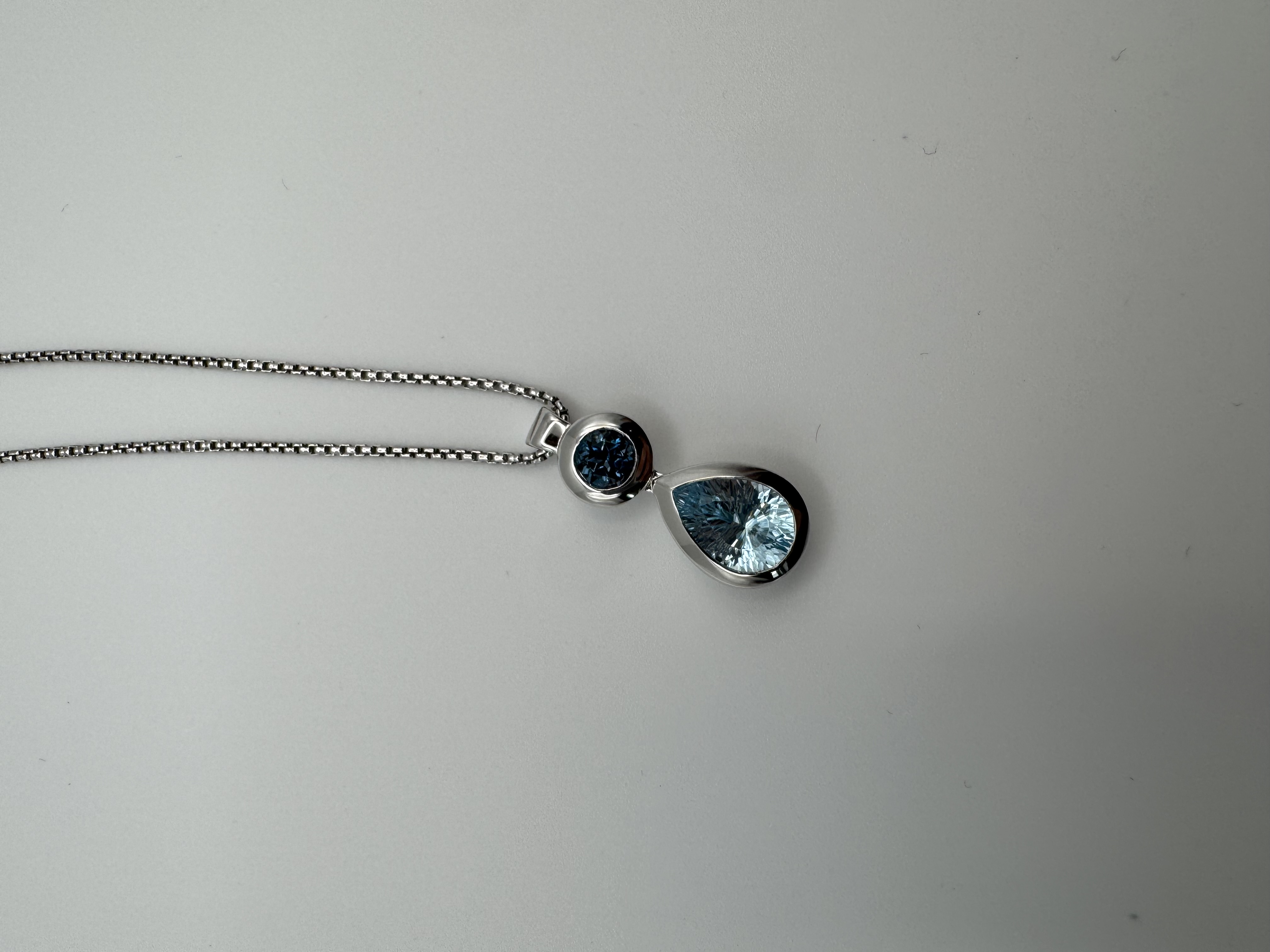 Fritsch Anhänger Silber 925 mit London Blue Topas und Swiss Blue Topas im Tropfenschliff